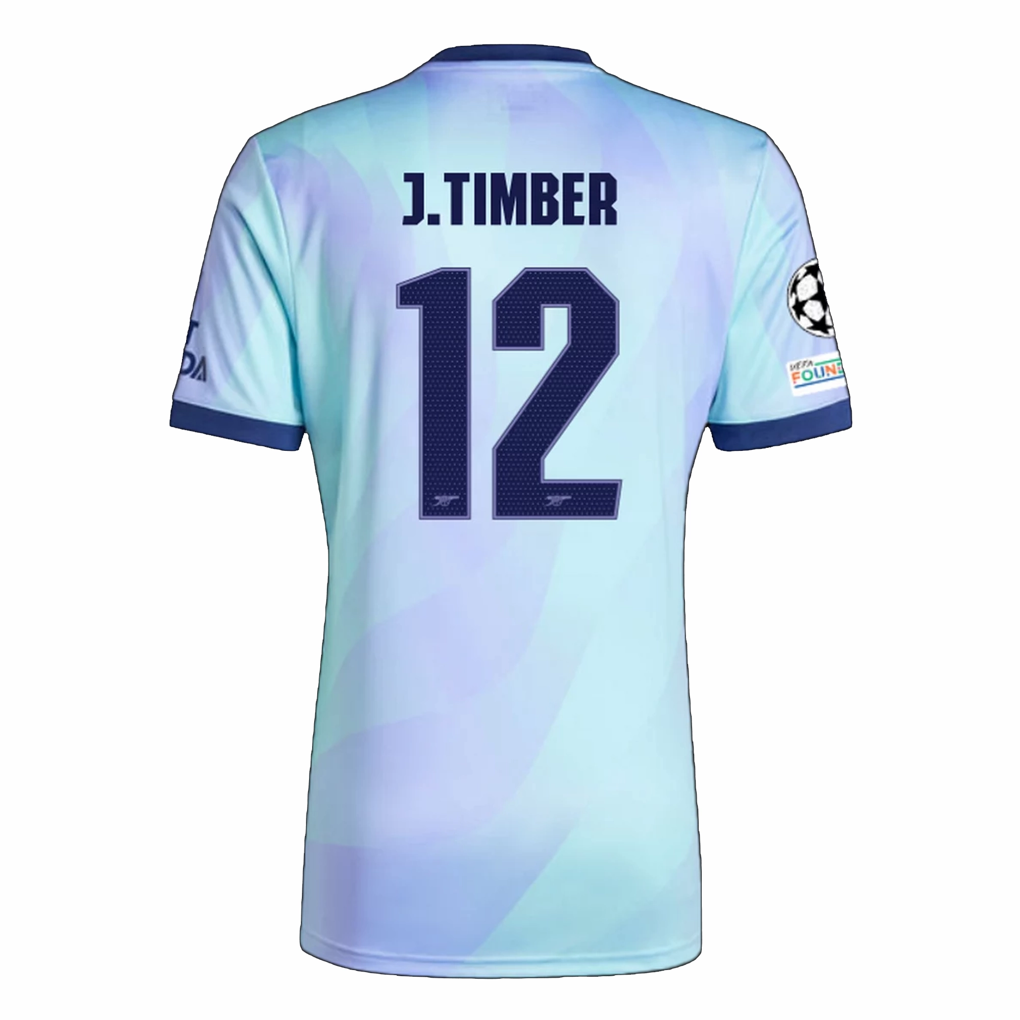 adidas Arsenal Jurrien Timber Third Jersey w/ Champions League Patches 24/25 (Clear Aqua/Light Flash Purple)