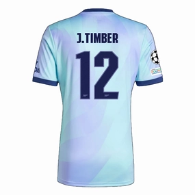 adidas Arsenal Jurrien Timber Third Jersey w/ Champions League Patches 24/25 (Clear Aqua/Light Flash Purple)