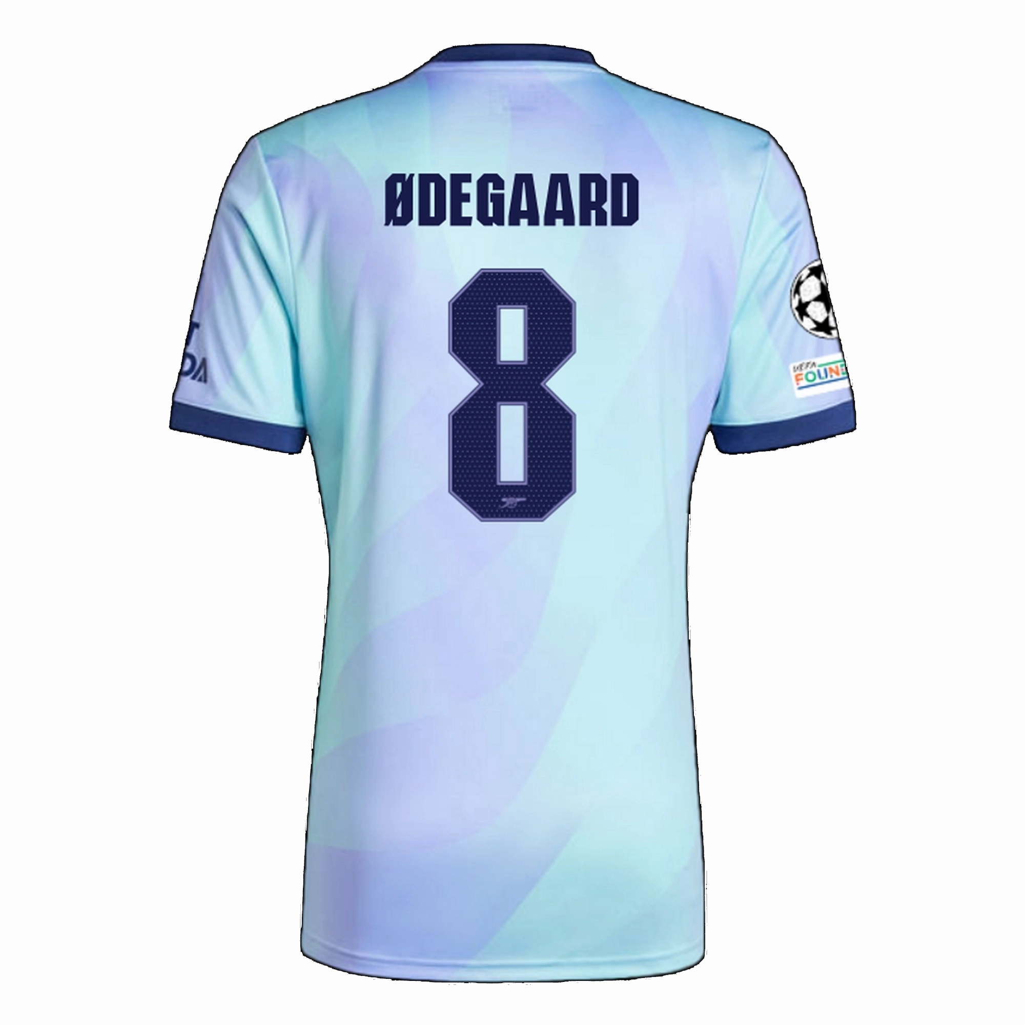 adidas Arsenal Martin Odegaard Third Jersey w/ Champions League Patches 24/25 (Clear Aqua/Light Flash Purple)
