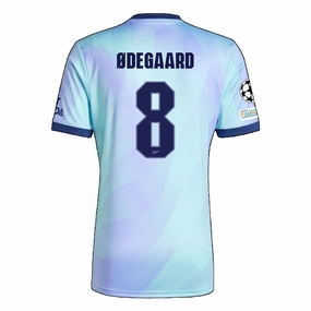 adidas Arsenal Martin Odegaard Third Jersey w/ Champions League Patches 24/25 (Clear Aqua/Light Flash Purple)