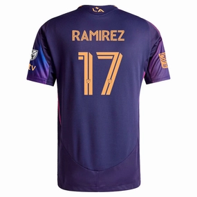 adidas Christian Ramirez LA Galaxy Authentic Away Jersey w/ MLS   Apple TV   RBC Sponsor 25/26 (Purple)