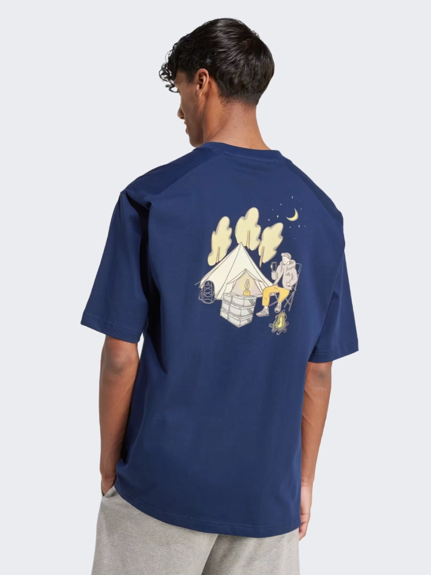 Adidas Codes Doodle Camp Men Sportswear T-Shirt Night Indigo