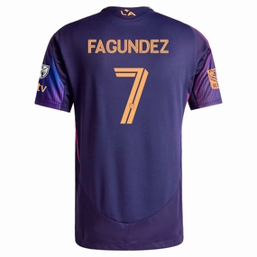 adidas Diego Fagundez LA Galaxy Authentic Away Jersey w/ MLS   Apple TV   RBC Sponsor 25/26 (Purple)