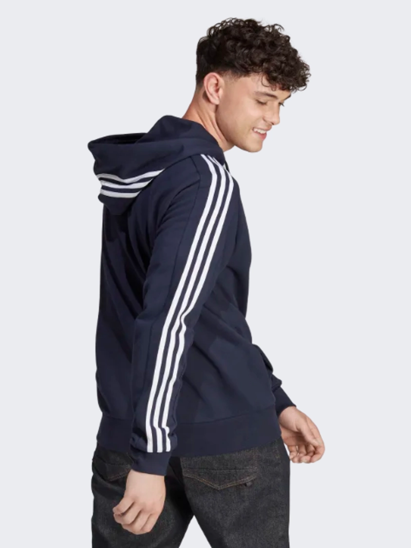 Adidas Essentials French Terry 3-Stripes Men Sportswear Hoody Navy/White
