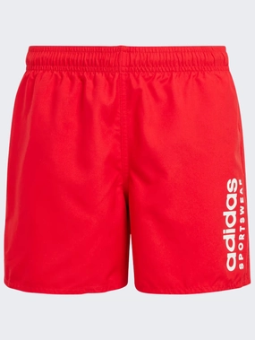 Adidas Essentials Logo Classic Little Boys Swim Short Red