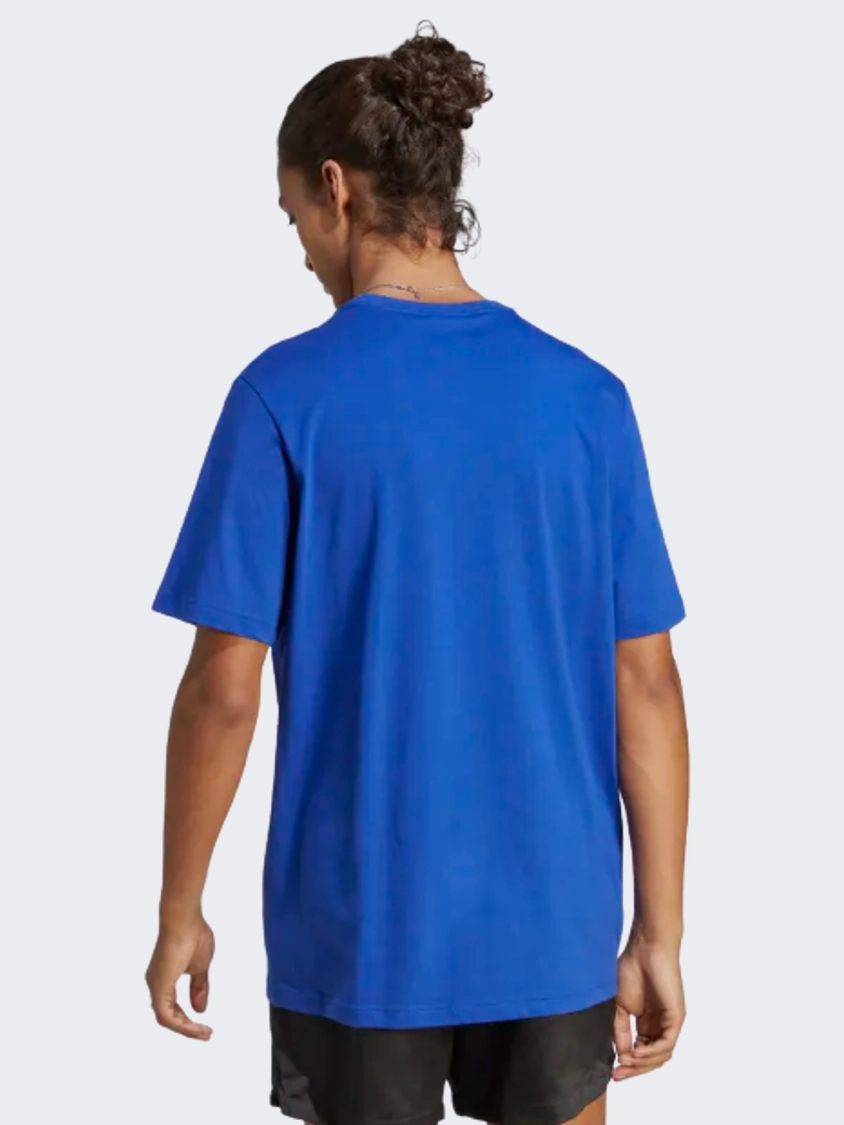 Adidas Essentials Single Jersey Embroidered Small Logo Men Sportswear T-Shirt Blue