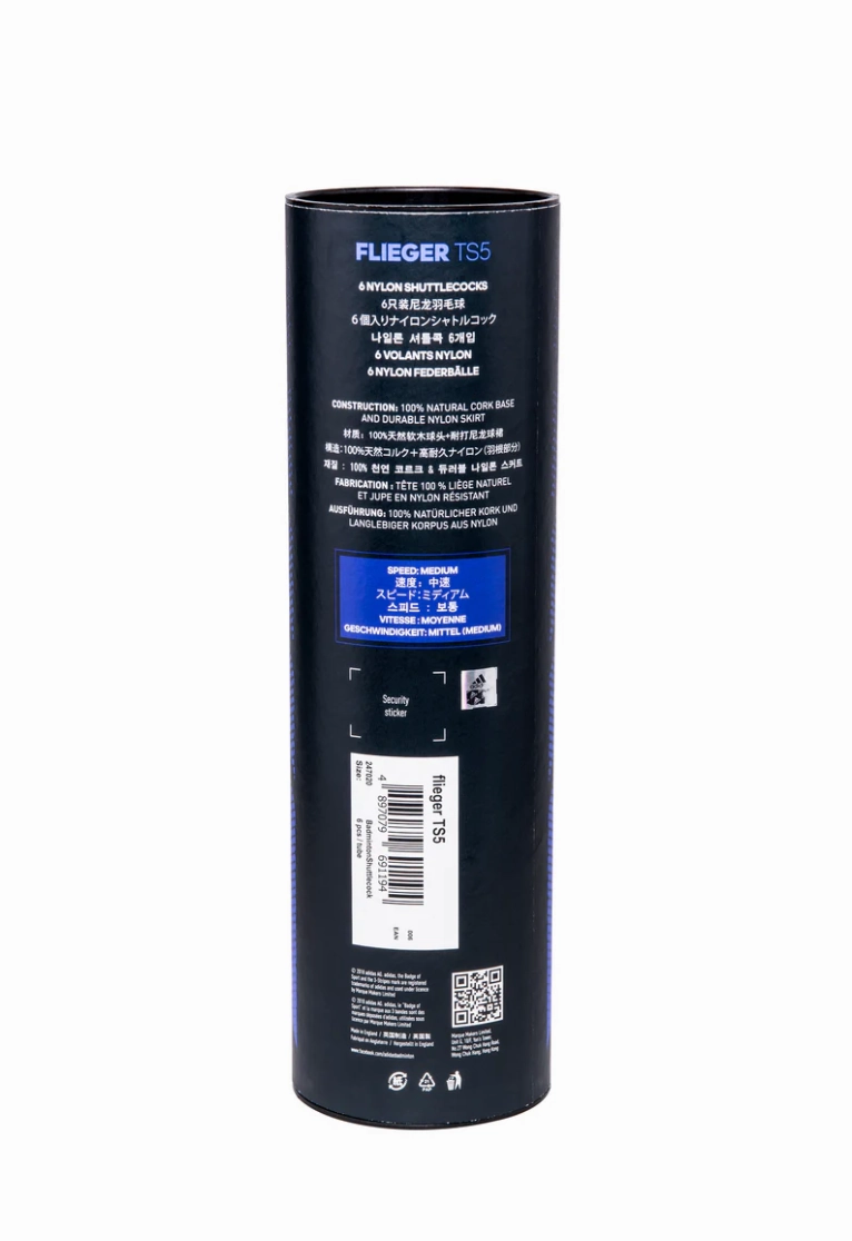 Adidas Flieger TS5 Nylon Shuttlecock Pack of 6