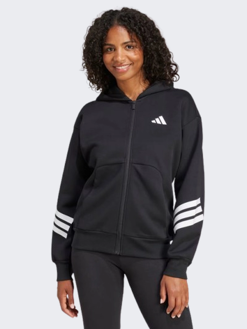 Adidas Future Icons 3 Stripes Full Zip Women Sportswear Hoody Black