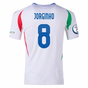 adidas Italy Authentic Jorginho Away Jersey w/ Euro 2024 Patches 24/25 (White)