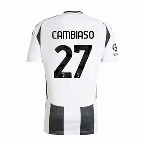 adidas Juventus Authentic Andrea Cambiaso Home Jersey w/ Champions League   Copa Italia Patches 24/25 (White/Black)