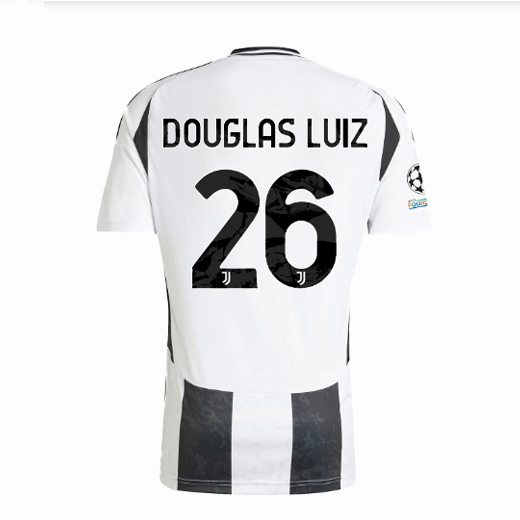 adidas Juventus Authentic Douglas Luiz Home Jersey w/ Champions League   Copa Italia Patches 24/25 (White/Black)