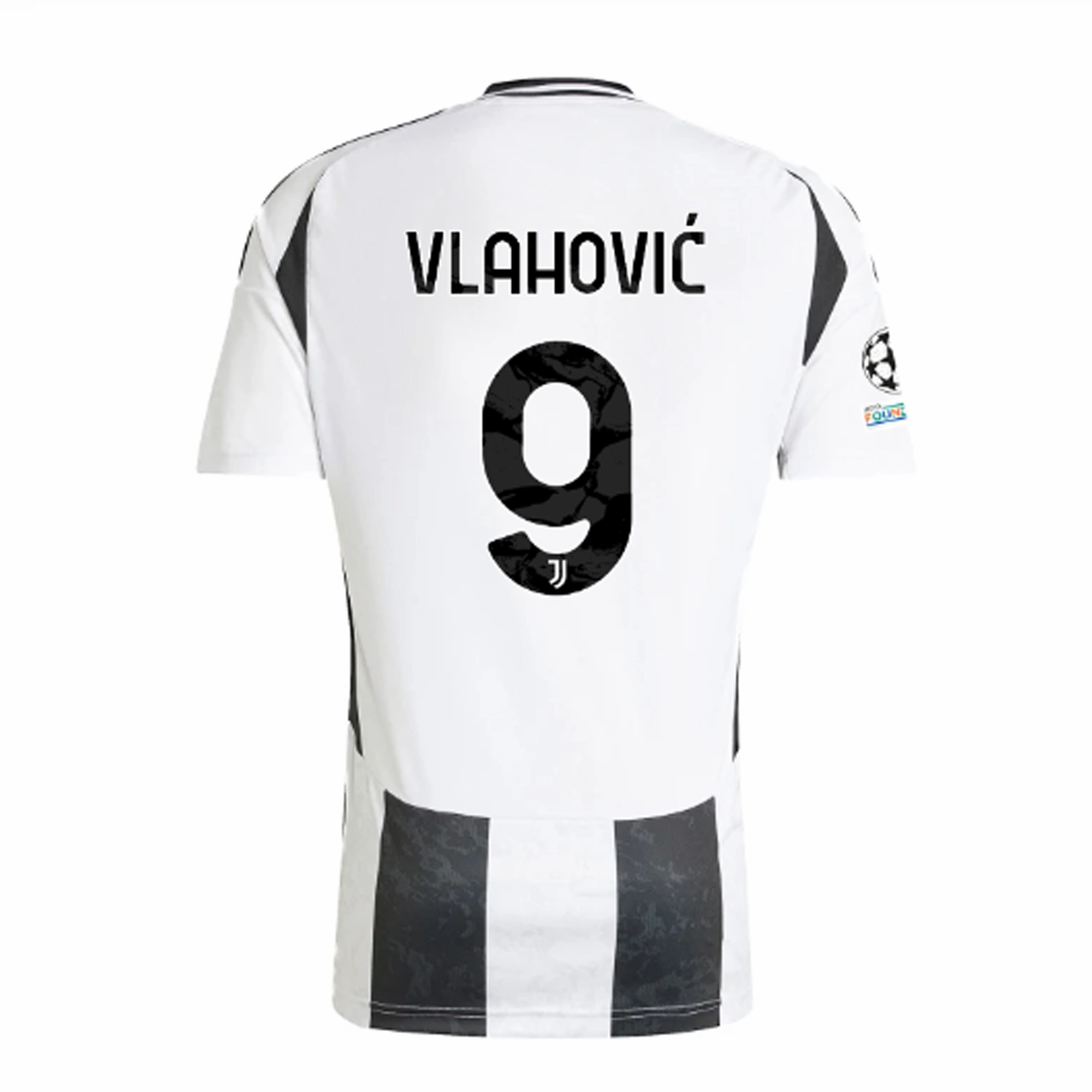 adidas Juventus Authentic Dušan Vlahović Home Jersey w/ Champions League   Copa Italia Patches 24/25 (White/Black)