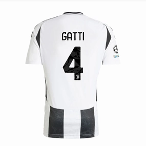 adidas Juventus Authentic Federico Gatti Home Jersey w/ Champions League   Copa Italia Patches 24/25 (White/Black)