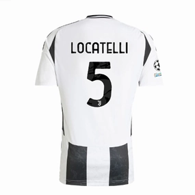 adidas Juventus Authentic Manuel Locatelli Home Jersey w/ Champions League   Copa Italia Patches 24/25 (White/Black)