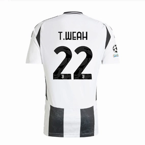 adidas Juventus Authentic Tim Weah Home Jersey w/ Champions League   Copa Italia Patches 24/25 (White/Black)