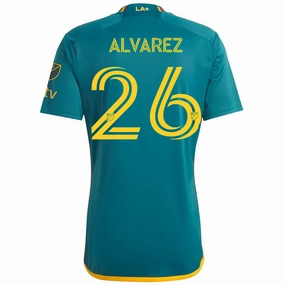 adidas LA Galaxy Alvarez Away Jersey w/ MLS   Apple TV Patches 23/24 (Green/Yellow)