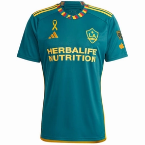 adidas LA Galaxy Away Stadium Jersey w/ MLS   Apple TV   Childhood Cancer Awareness Patch 23/24 (Green/Yellow)