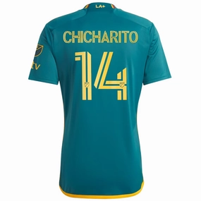 adidas LA Galaxy Chicharito Away Jersey w/ MLS   Apple TV Patches 23/24 (Green/Yellow)