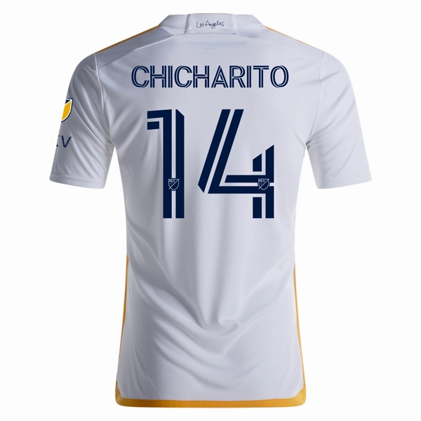 adidas LA Galaxy Chicharito Home Jersey w/ MLS   Apple TV Patches 24/25 (White/Yellow/Navy)