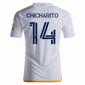 adidas LA Galaxy Chicharito Home Jersey w/ MLS   Apple TV Patches 24/25 (White/Yellow/Navy)