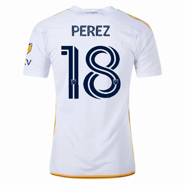adidas LA Galaxy Jonathan Perez Home Jersey w/ MLS   Apple TV Patches 24/25 (White/Yellow/Navy)