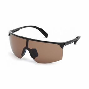 Adidas Men's Sunglasses - Half Rim Plastic Shield Frame Brown Lens | ADIDAS SP0005 01E