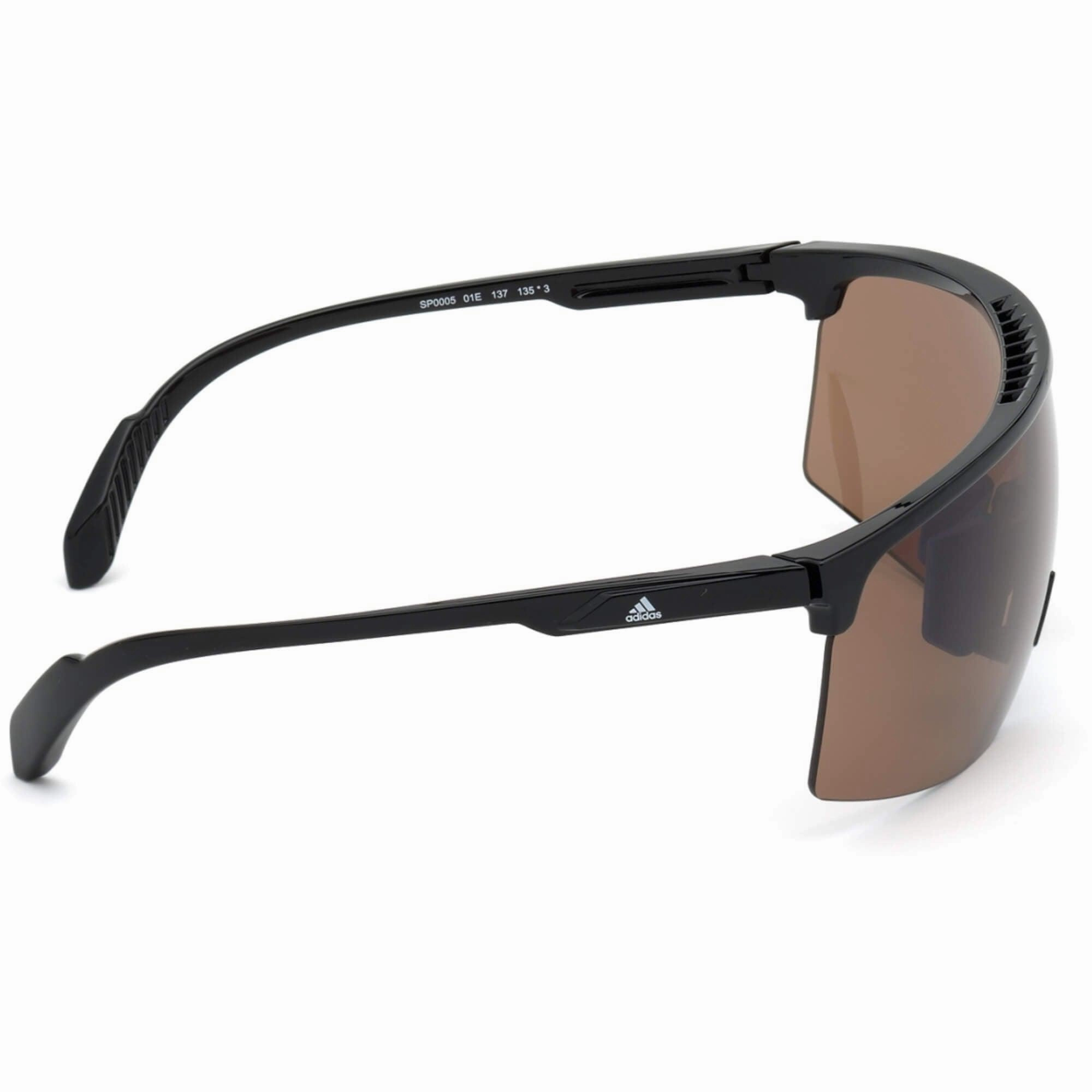 Adidas Men's Sunglasses - Half Rim Plastic Shield Frame Brown Lens | ADIDAS SP0005 01E