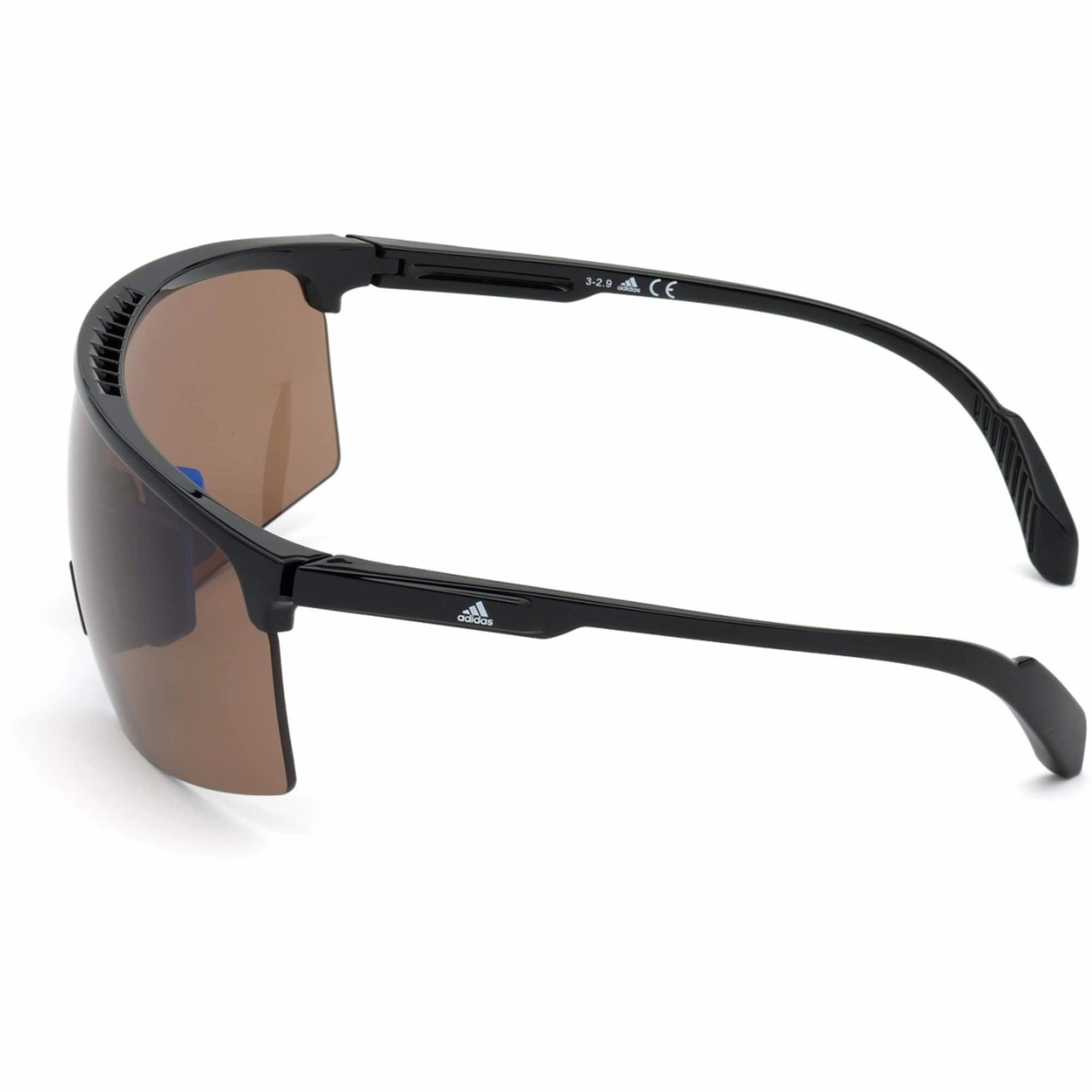 Adidas Men's Sunglasses - Half Rim Plastic Shield Frame Brown Lens | ADIDAS SP0005 01E