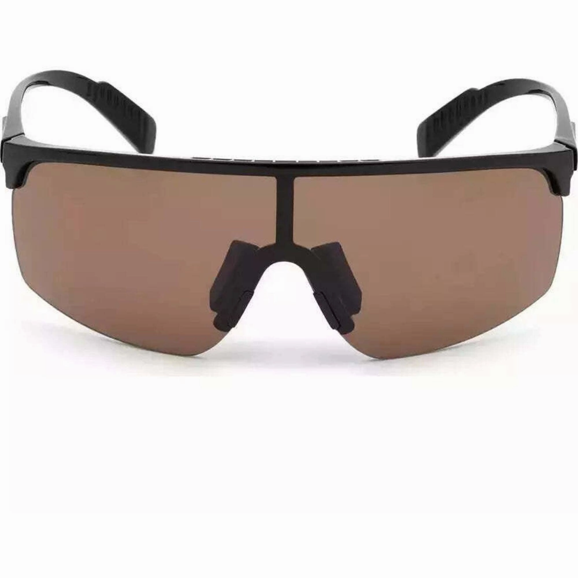Adidas Men's Sunglasses - Half Rim Plastic Shield Frame Brown Lens | ADIDAS SP0005 01E