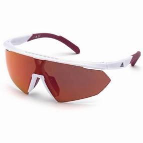 Adidas Men's Sunglasses - White Plastic Half Rim Shield Frame | ADIDAS SP0015 21L