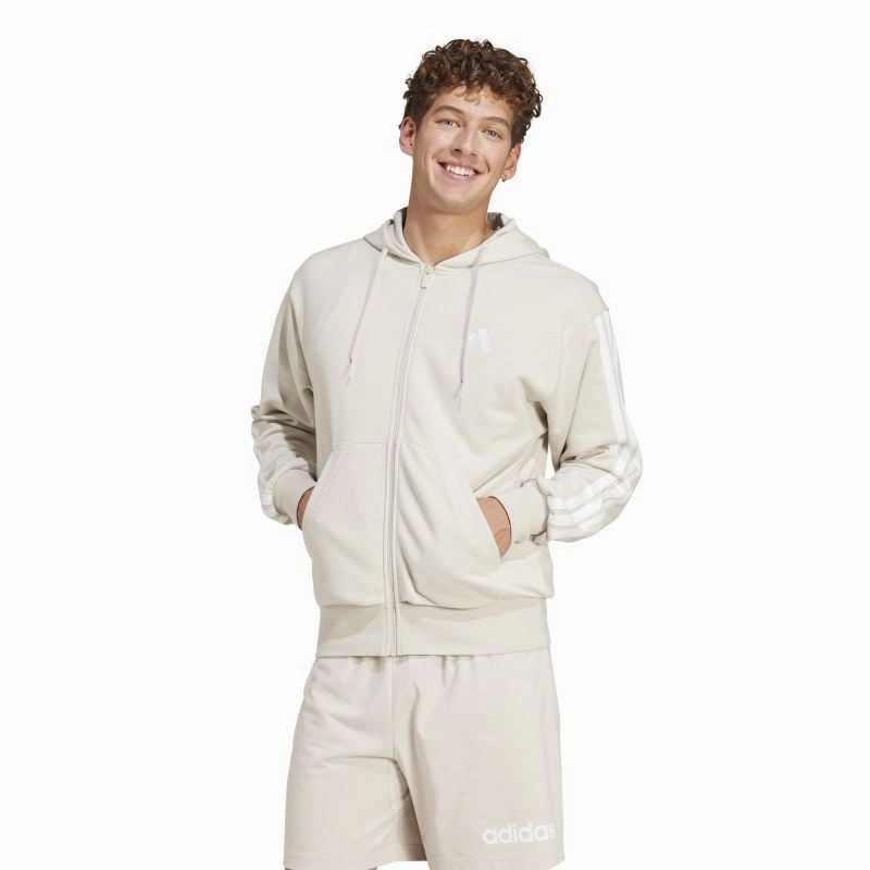Adidas Mens Essentials 3-Stripes French Terry Full-Zip Hoodie