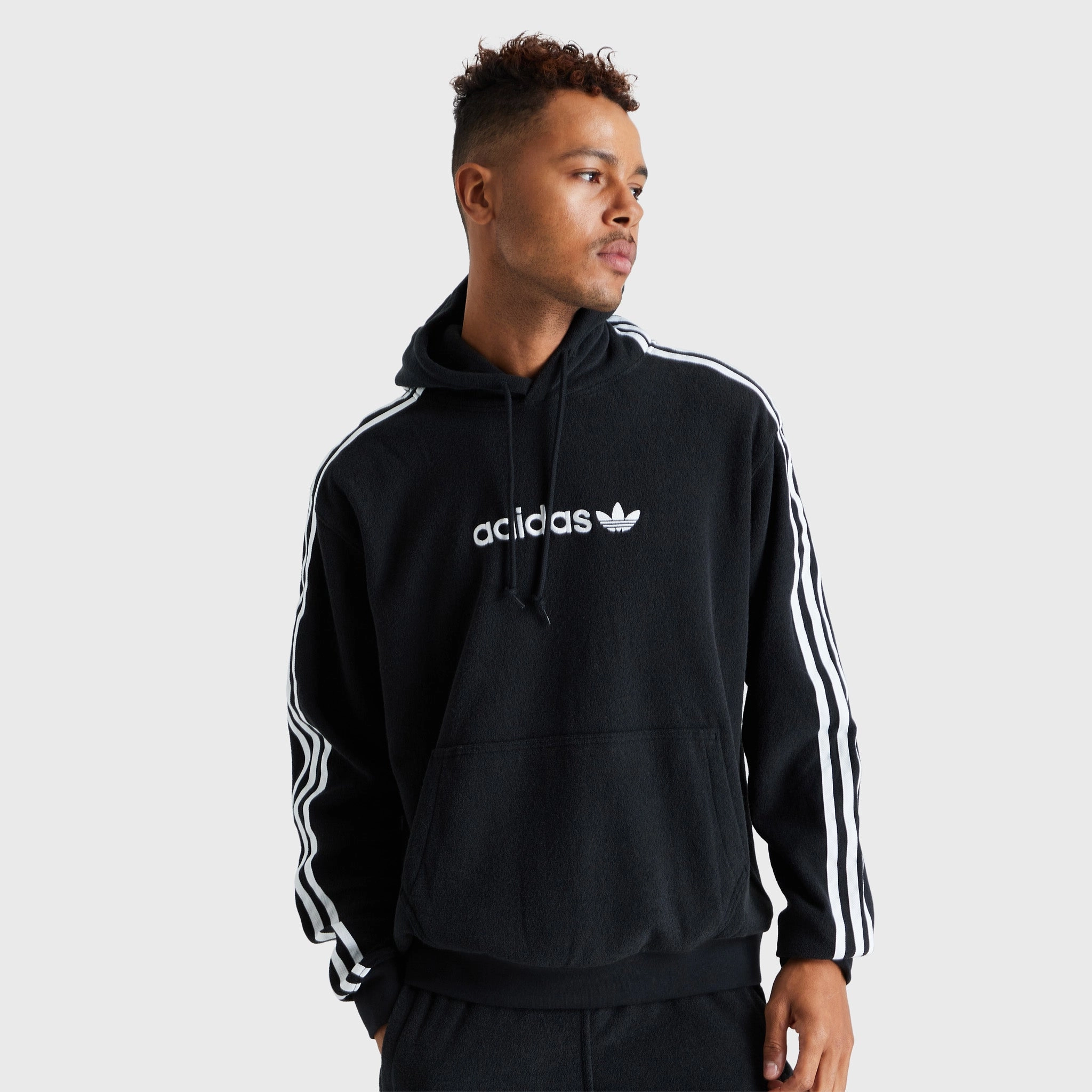adidas Originals Comfort 3-Stripes Pullover Hoodie Black / White