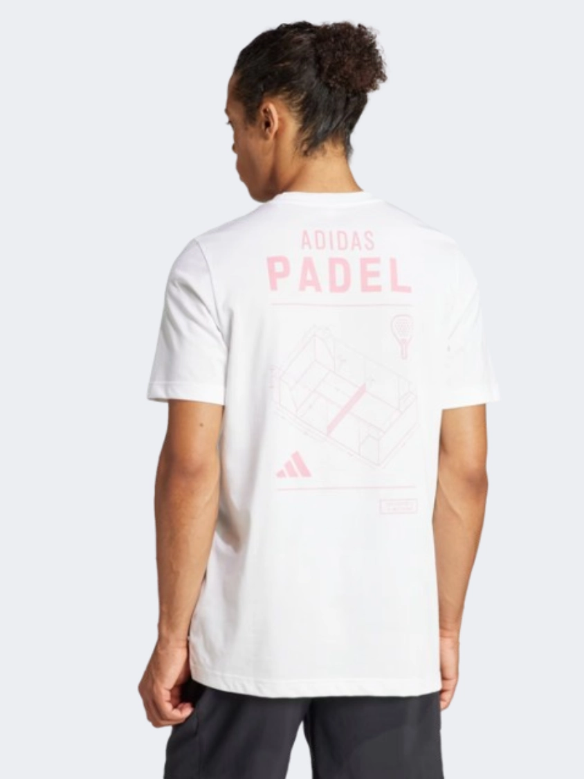 Adidas Padel Cat Graphic Men Tennis T-Shirt White/Pink