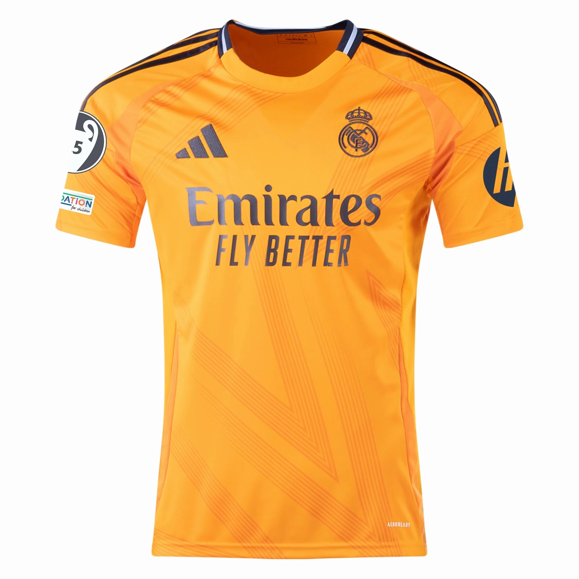 adidas Real Madrid Vini Jr. Away Jersey w/ Champions League Patches 24/25 (Crew Orange)