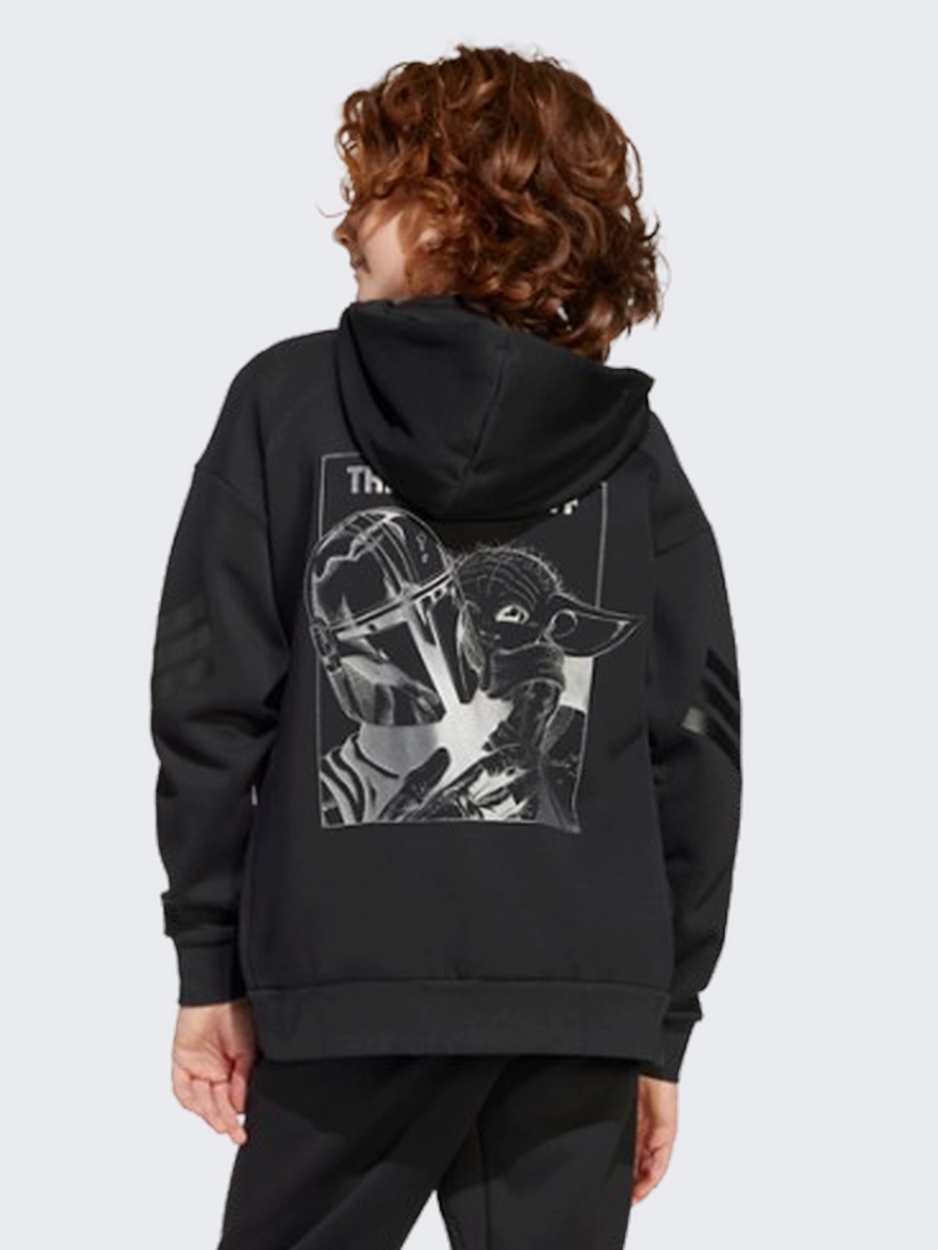 Adidas Star Wars Mandalorian Kids Boys Sportswear Hoody Black/Iron Metallic