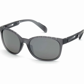 Adidas Unisex Sunglasses - Grey Frame Smoke Mirror Polarized Lens | ADIDAS SP0011 20D
