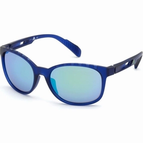Adidas Unisex Sunglasses - Matte Blue Frame Smoke Mirrored Lens | ADIDAS SP0011 91C