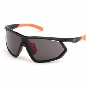 Adidas Women's Sunglasses - Matte Black Shield Frame Smoke Lens | ADIDAS SP0002 02A