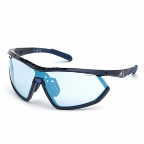 Adidas Women's Sunglasses - Shiny Blue Plastic Full Rim Frame | ADIDAS SP0002 92X