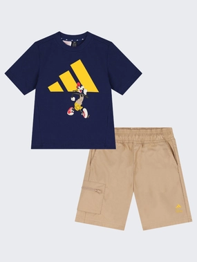 Adidas X Disney Mickey Mouse Little Boys Sportswear Set Blue/Yellow