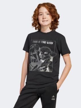 Adidas X Star Wars The Mandalorian™ Graphic Tee Kids-Boys Sportswear T-Shirt Black/Iron Metallic