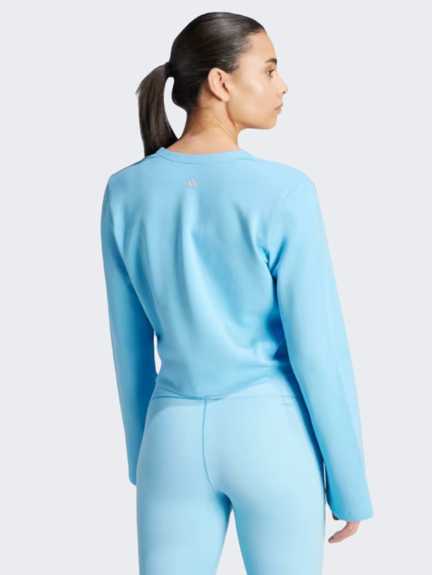 Adidas Yoga Cover Up Women Training Sweatshirt Semi Blue Burst