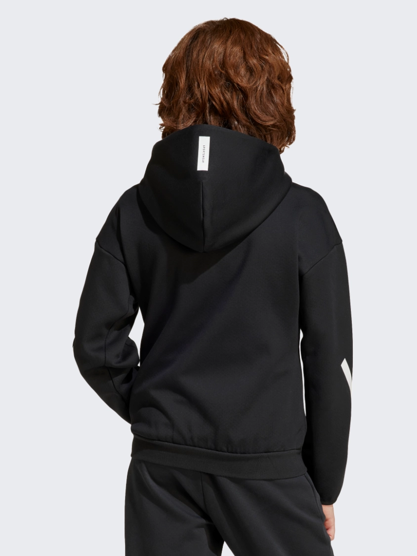 Adidas Z N E Full Zip Kids-Unisex Sportswear Hoody Black/White