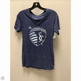 Top Short Sleeve By Adidas In Blue, Size: L